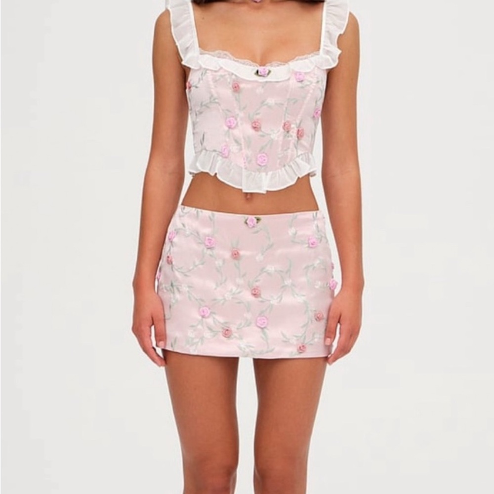For Love And Lemons Kimora Pink Floral Top